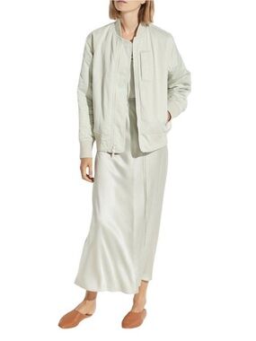 Vince Rib Trim Bomber jacket- pale mint, Medium